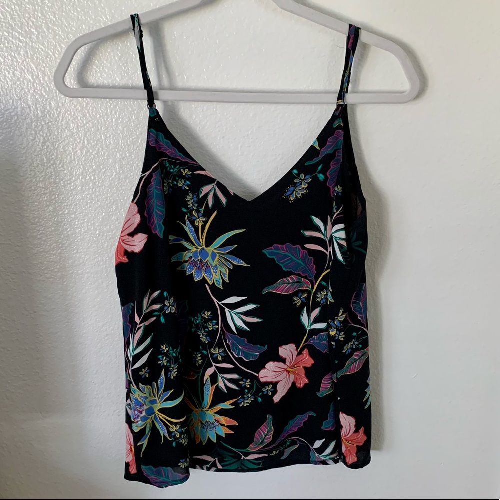 Cotton On Black Foral Camisole Tank Top Small